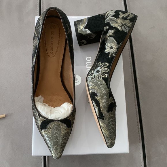Corso Como Black Metallic Brocade Shoes/Pumps size 9.5 - Picture 6 of 17